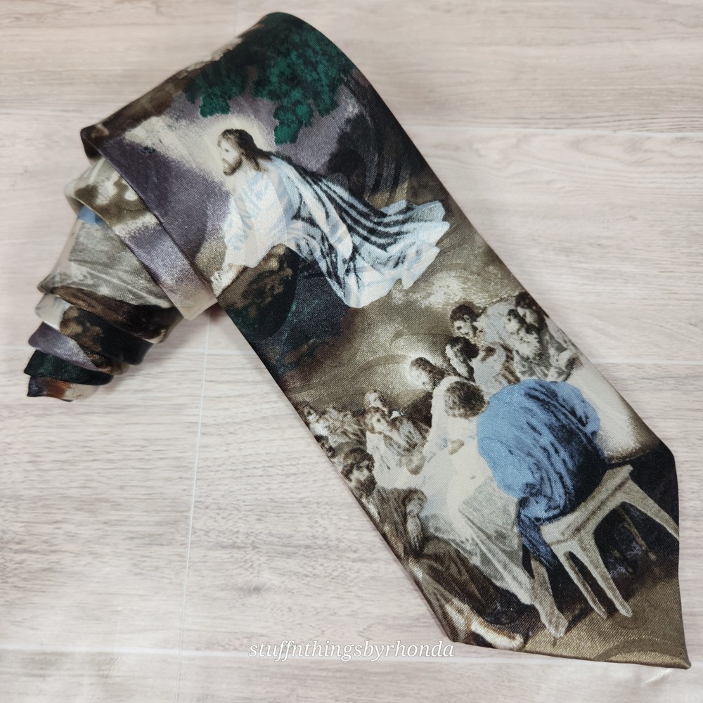 Jesus Last Supper Crucifixion‎ Resurrection Cross Tie Religious Necktie Easter